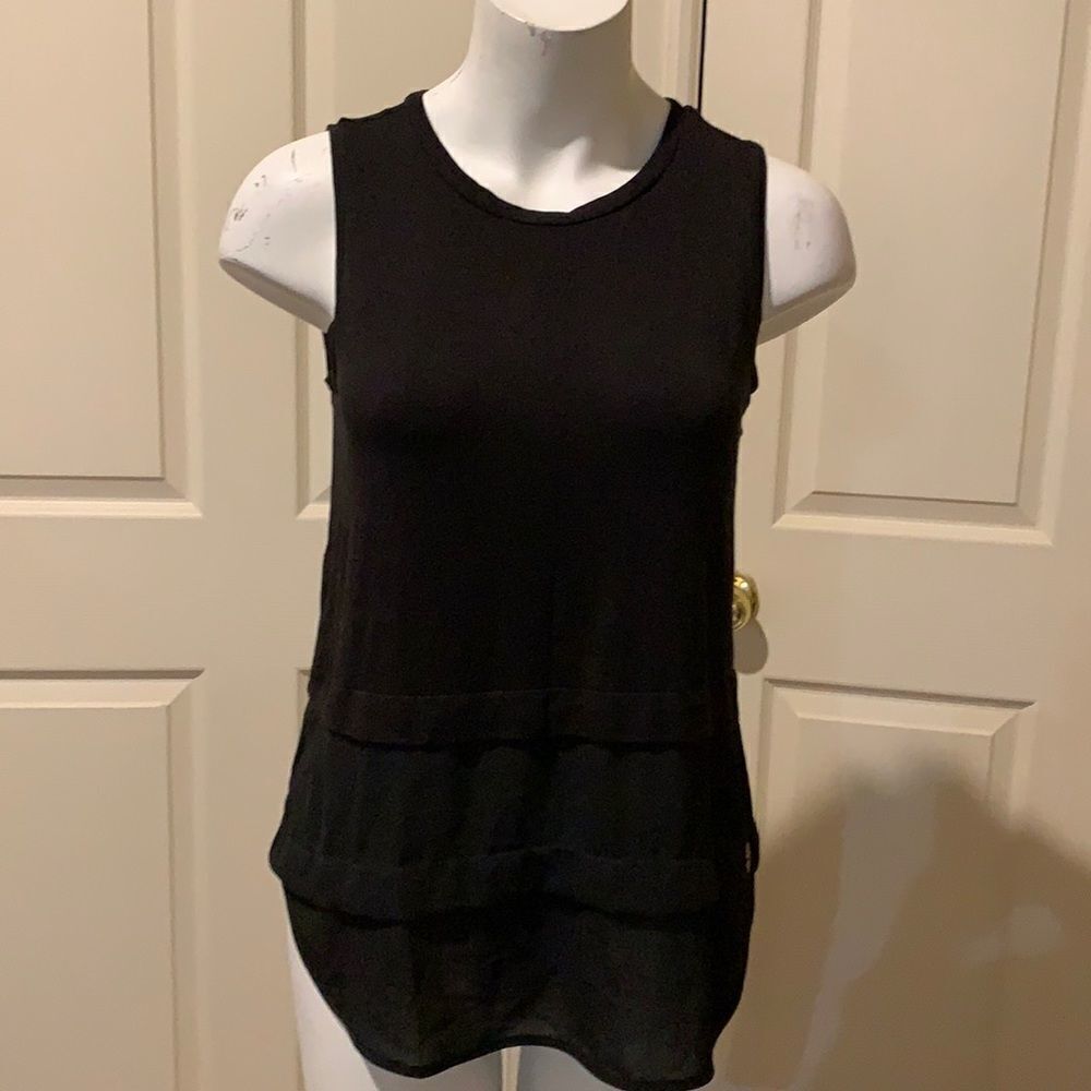 Michael Michael Kors black top. Sheer accent. Small NWT. Casual. Minimalist